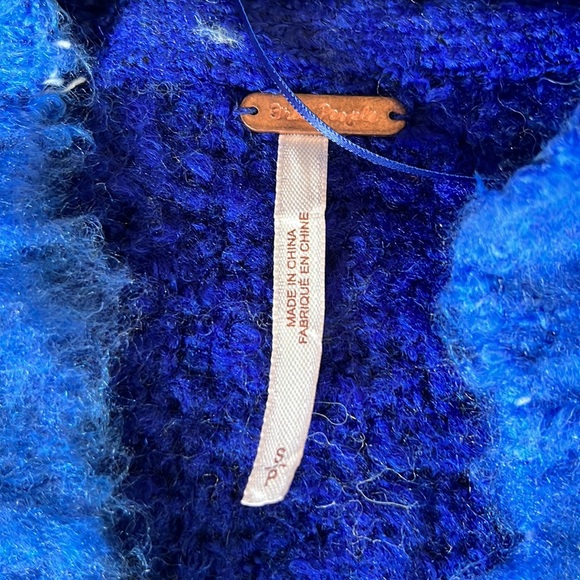 Free People Dream Team Cardigan Stripe Hooded Sweater Sunny Skies Size L - Picture 13 of 15